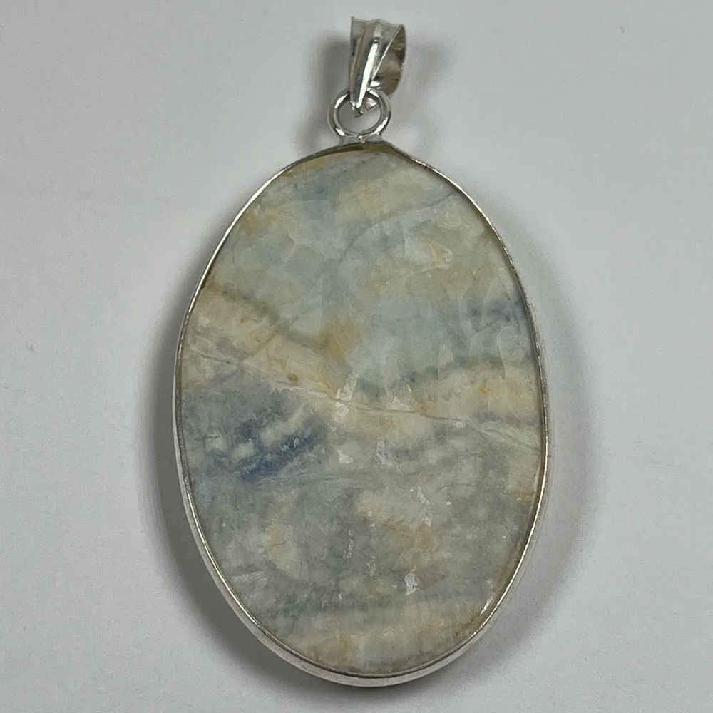 925 Sterling Silver Overlay Blue Rhodochrosite Gemstone Statement Pendant - Picture 8 of 8